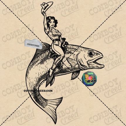 Cowgirl Riding Fish