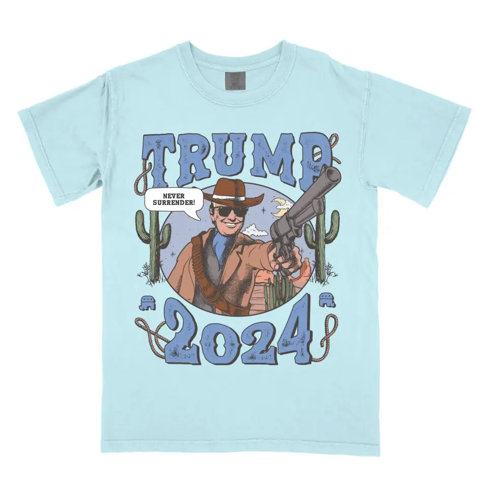 Personalized Donald Trump MAGA Gunslinger Funny Western Rodeo Vintage Cowboy Shirt