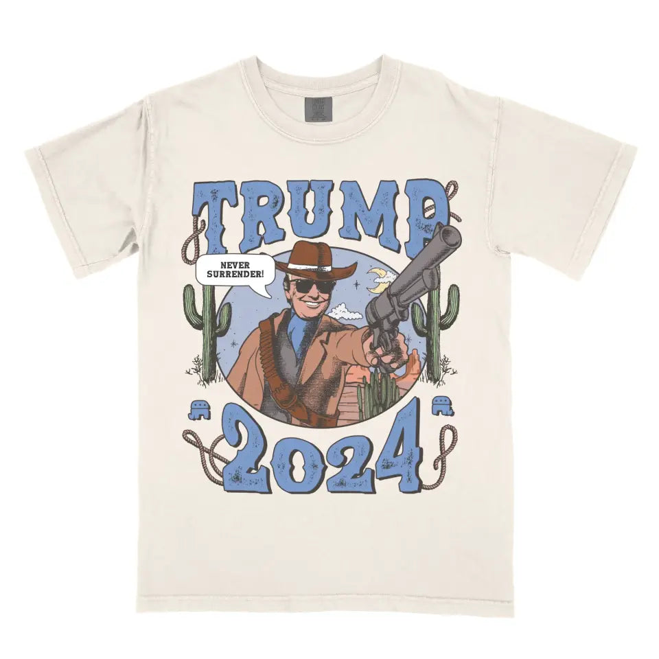 Personalized Donald Trump MAGA Gunslinger Funny Western Rodeo Vintage Cowboy Shirt