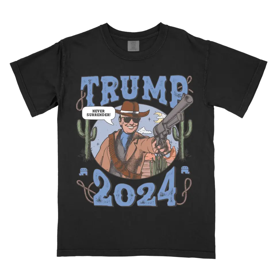 Personalized Donald Trump MAGA Gunslinger Funny Western Rodeo Vintage Cowboy Shirt