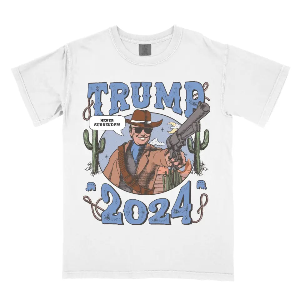 Personalized Donald Trump MAGA Gunslinger Funny Western Rodeo Vintage Cowboy Shirt