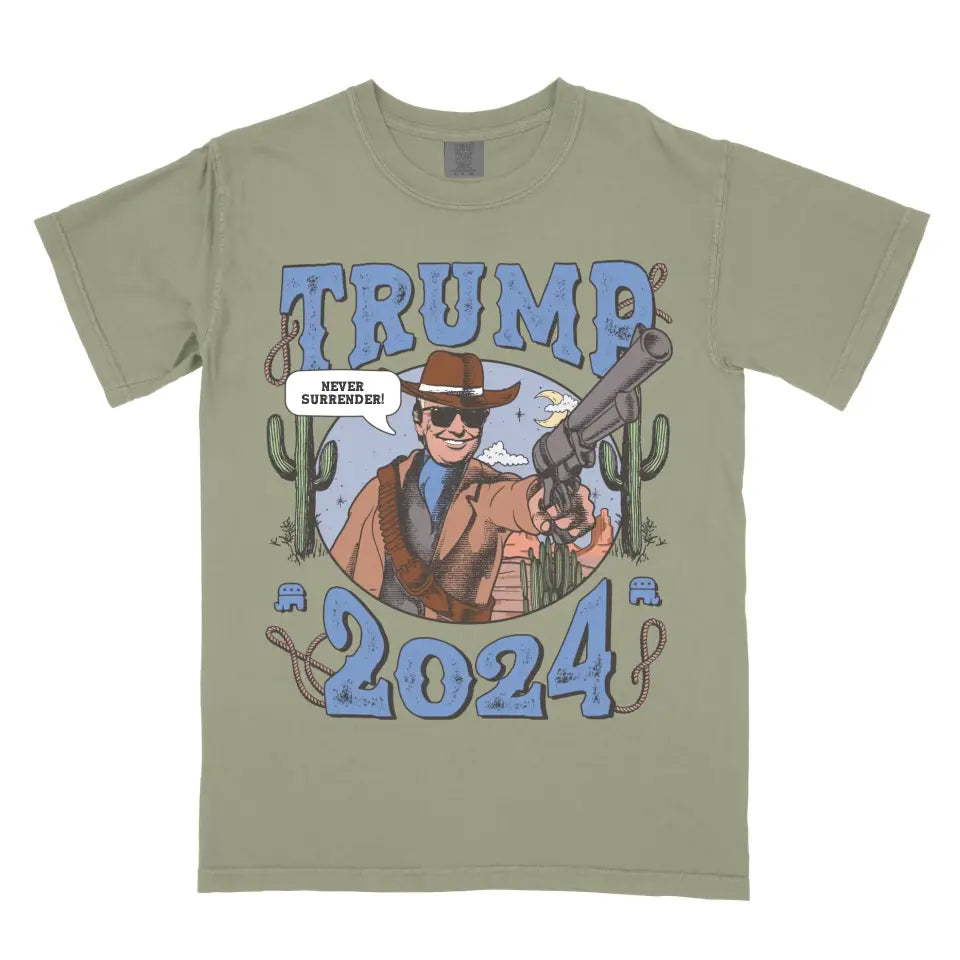 Personalized Donald Trump MAGA Gunslinger Funny Western Rodeo Vintage Cowboy Shirt