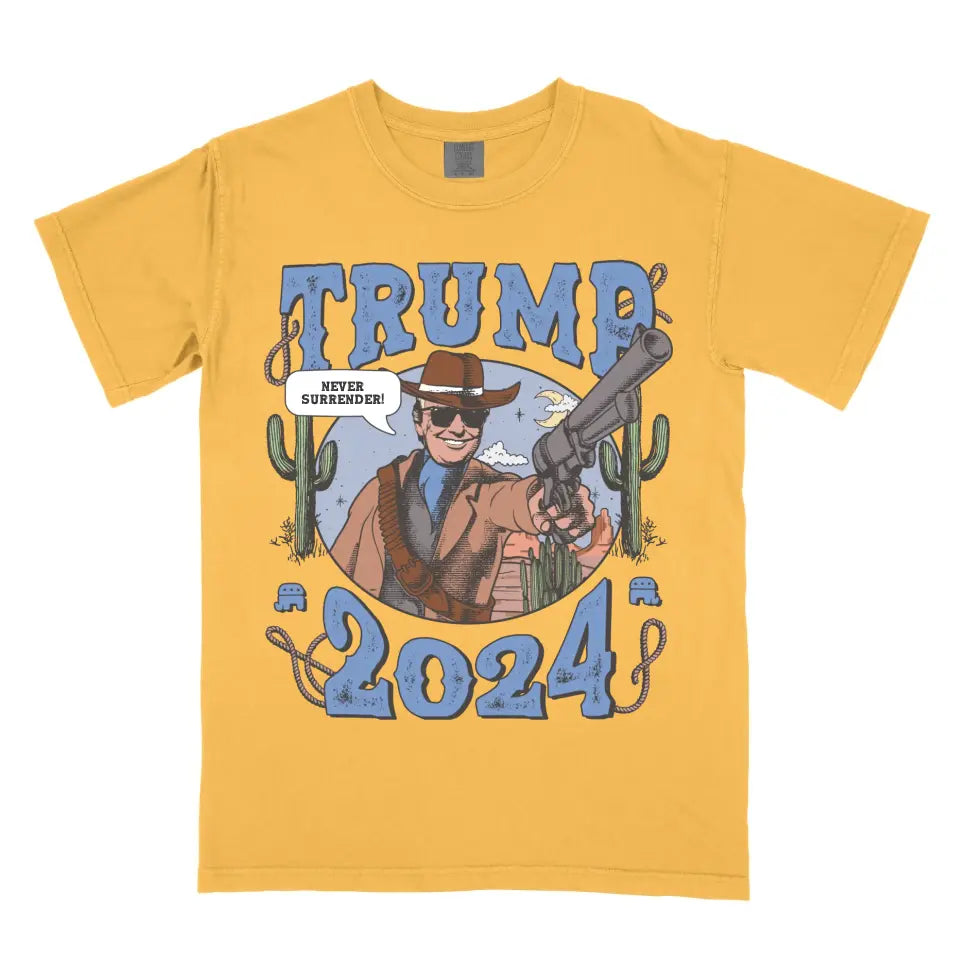 Personalized Donald Trump MAGA Gunslinger Funny Western Rodeo Vintage Cowboy Shirt