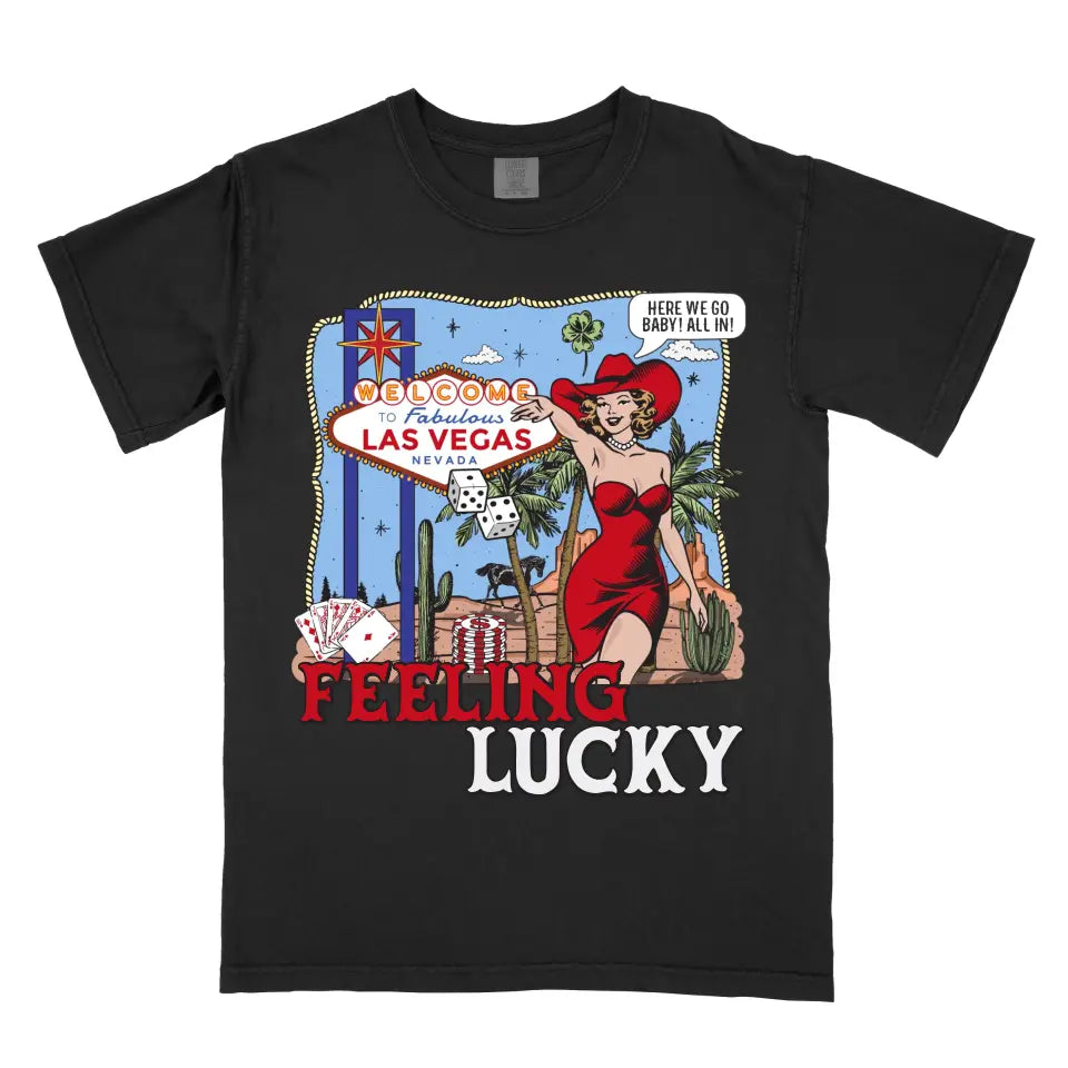 Personalized Feeling Lucky Las Vegas Wild Western Cowgirl Casino Shirt