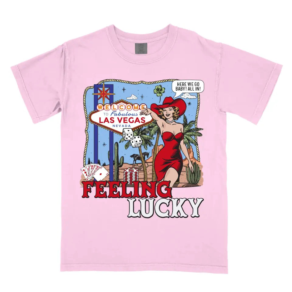 Personalized Feeling Lucky Las Vegas Wild Western Cowgirl Casino Shirt