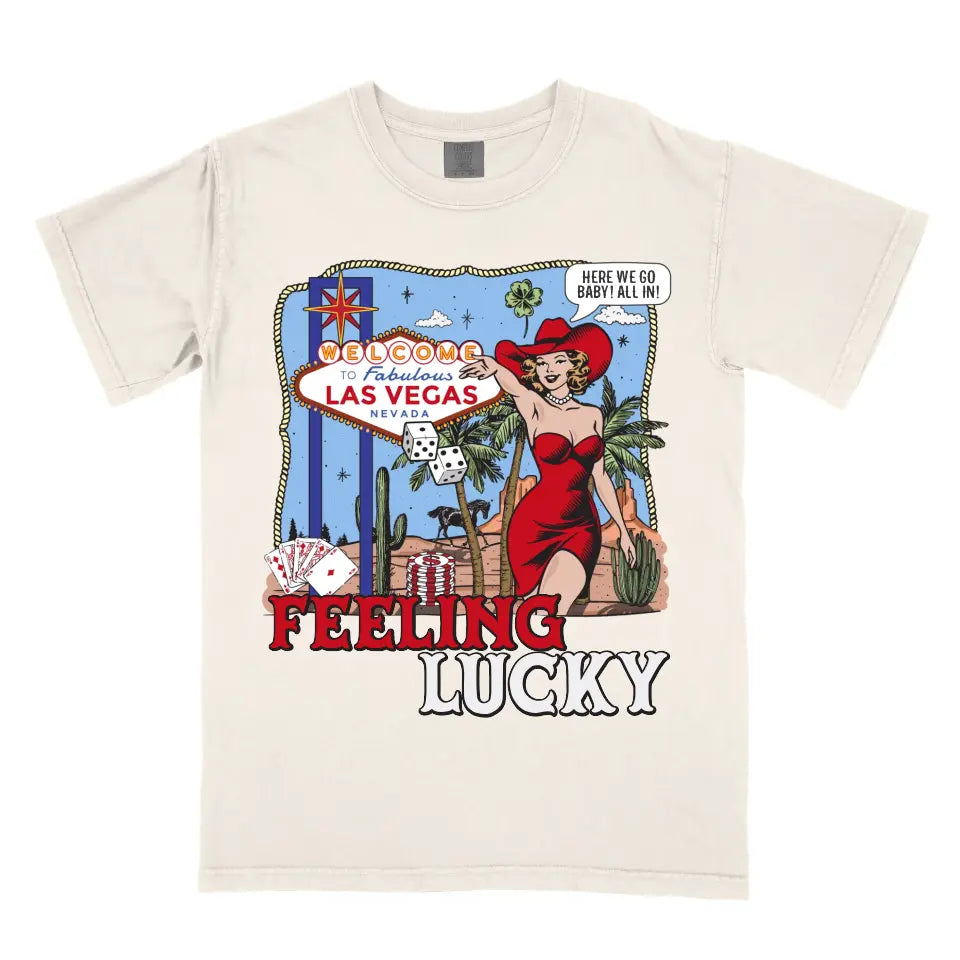 Personalized Feeling Lucky Las Vegas Wild Western Cowgirl Casino Shirt