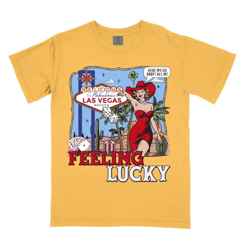 Personalized Feeling Lucky Las Vegas Wild Western Cowgirl Casino Shirt