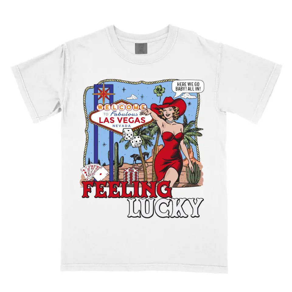 Personalized Feeling Lucky Las Vegas Wild Western Cowgirl Casino Shirt