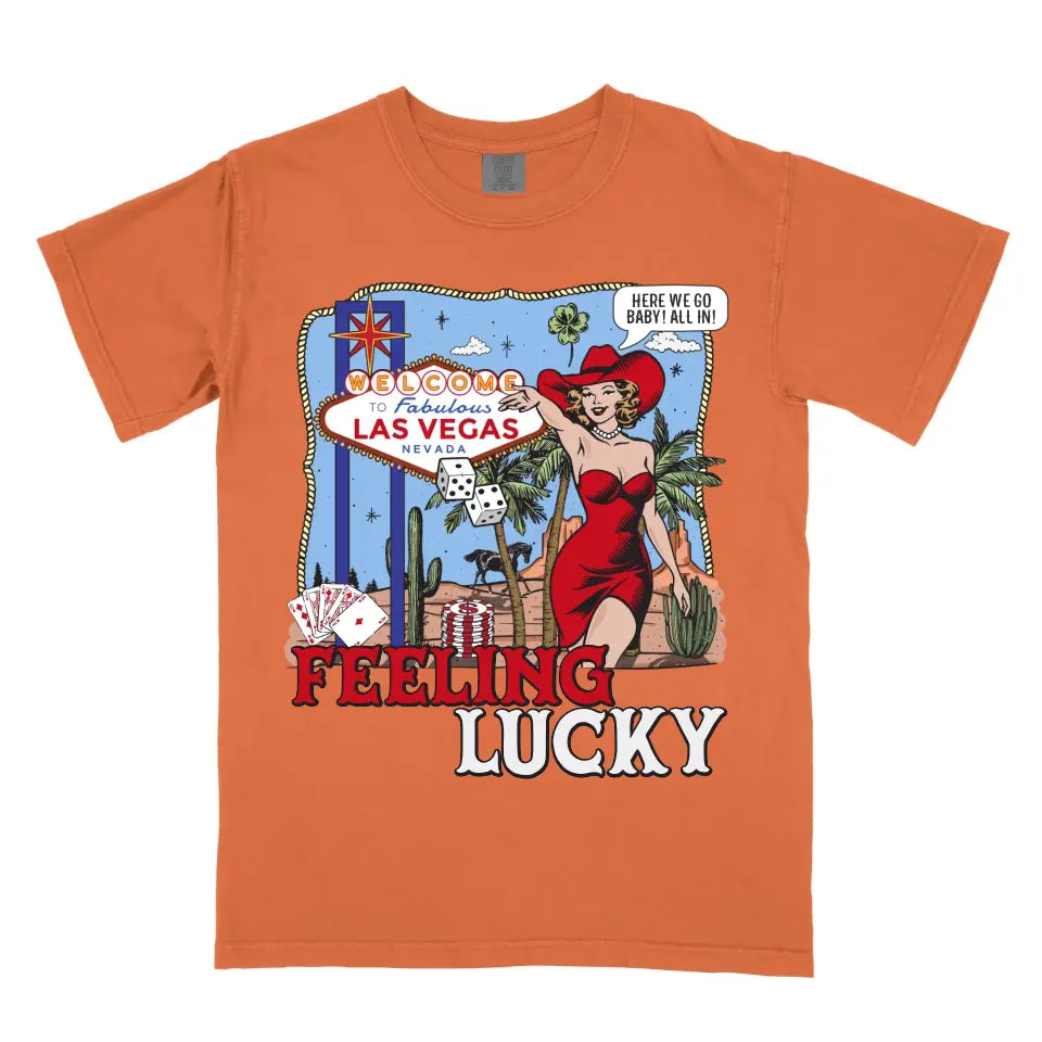 Personalized Feeling Lucky Las Vegas Wild Western Cowgirl Casino Shirt