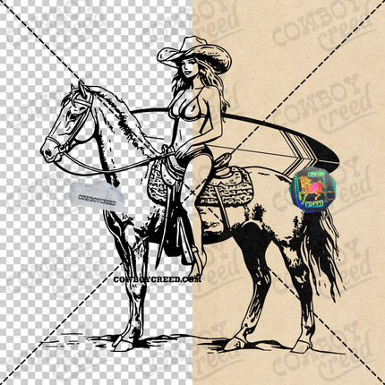 Cowgirl Surfer Horse