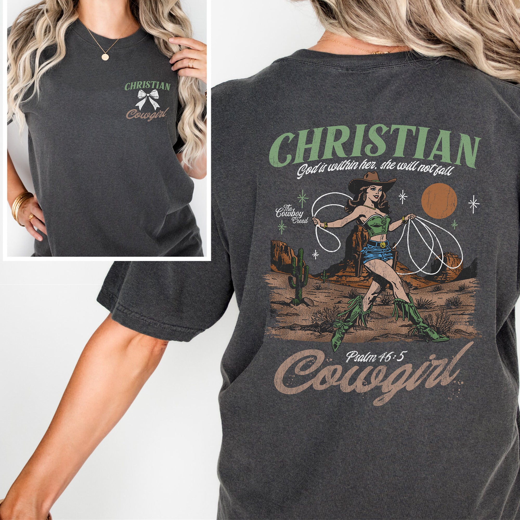 Christian Cowgirl (Dark Shirt) (Front & Back)