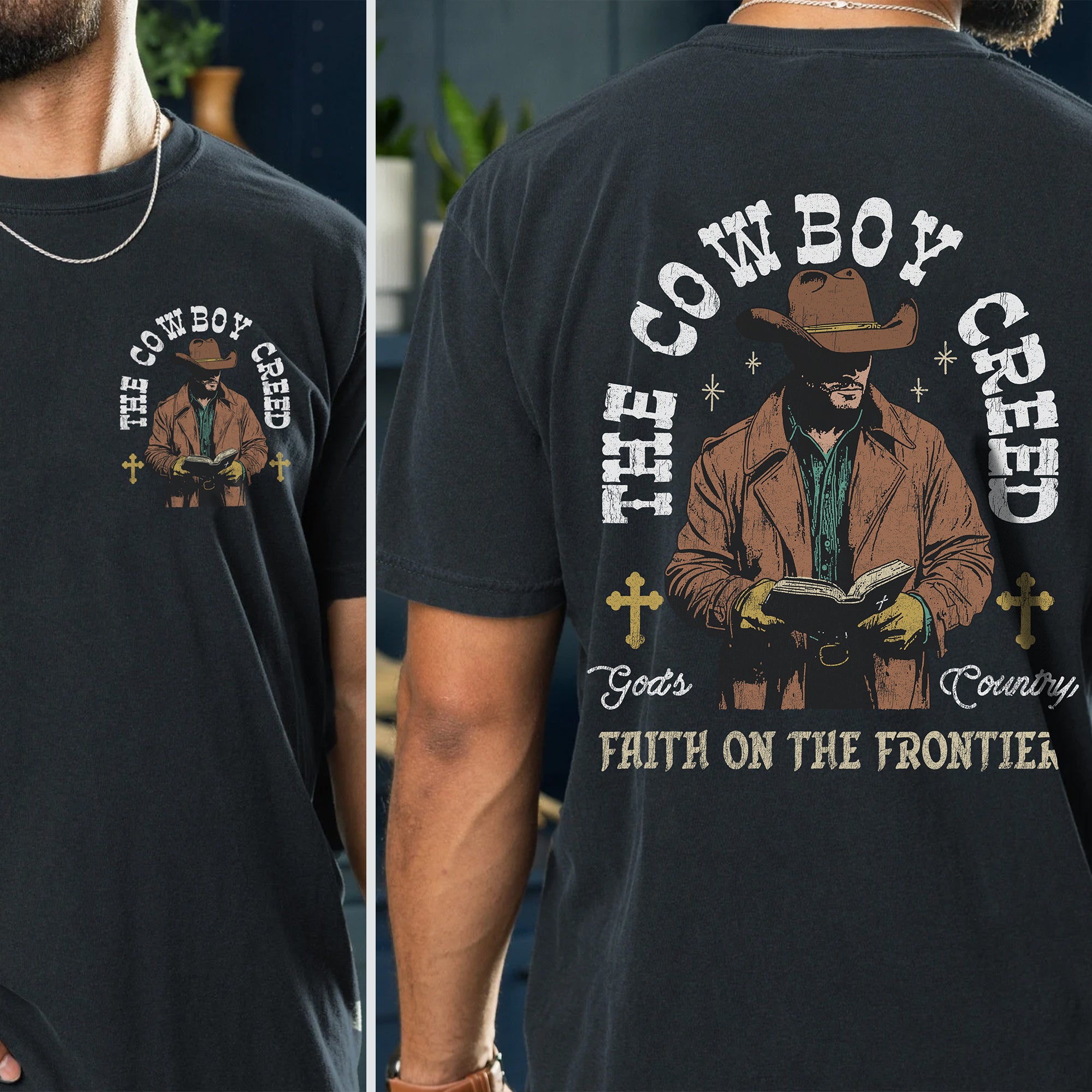 The Cowboy Creed (Dark Shirt) (Front & Back)