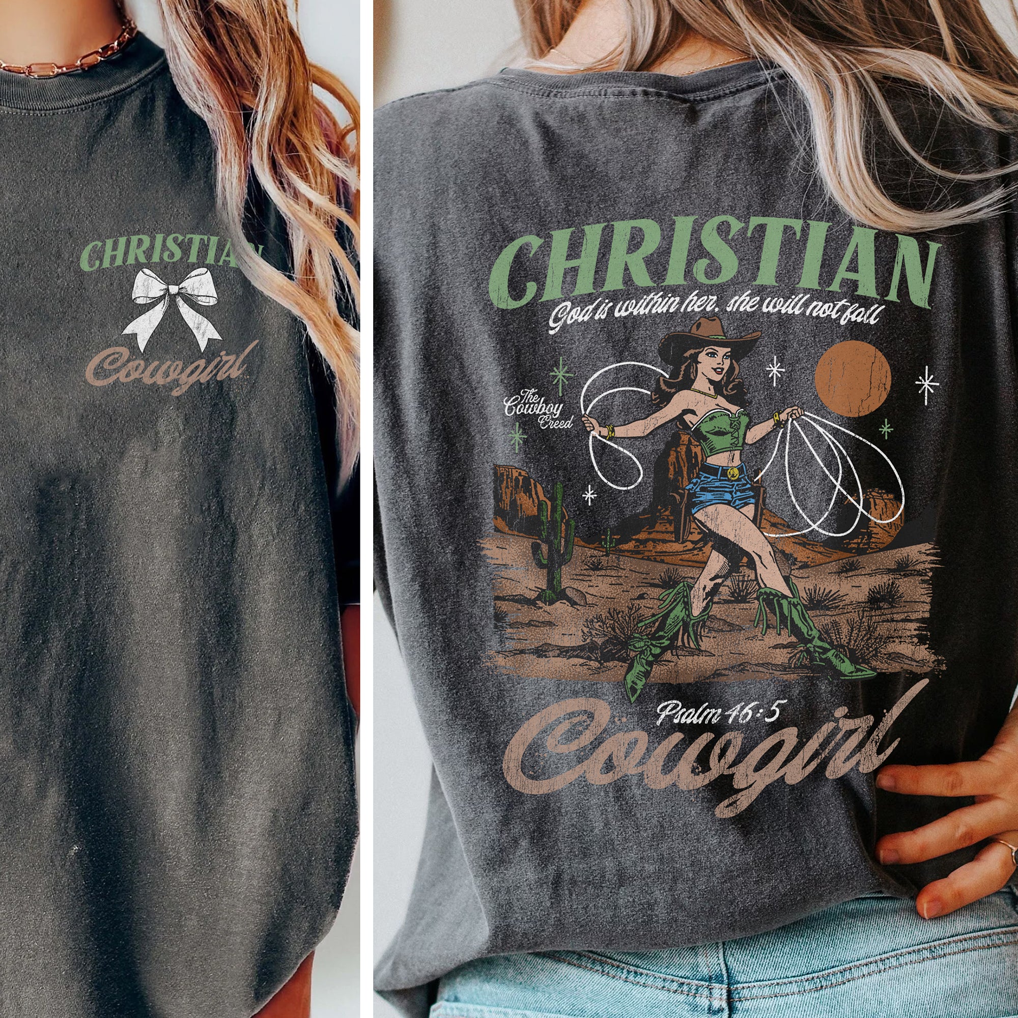 Christian Cowgirl (Dark Shirt) (Front & Back)