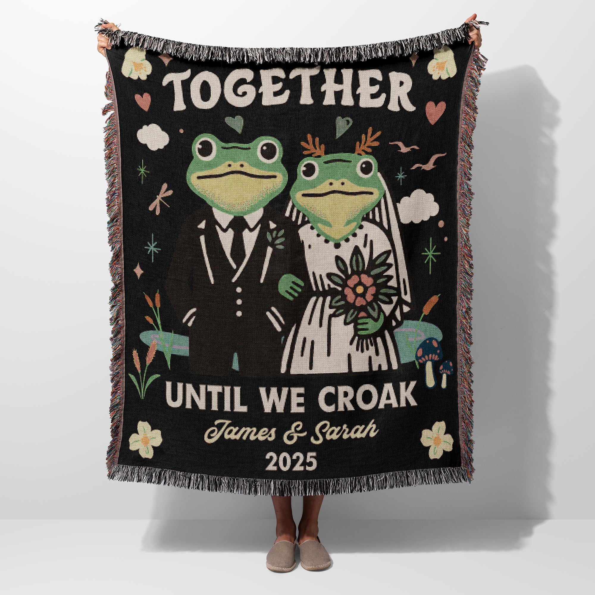 Personalized 'Together Until We Croak' Marriage Woven Blanket