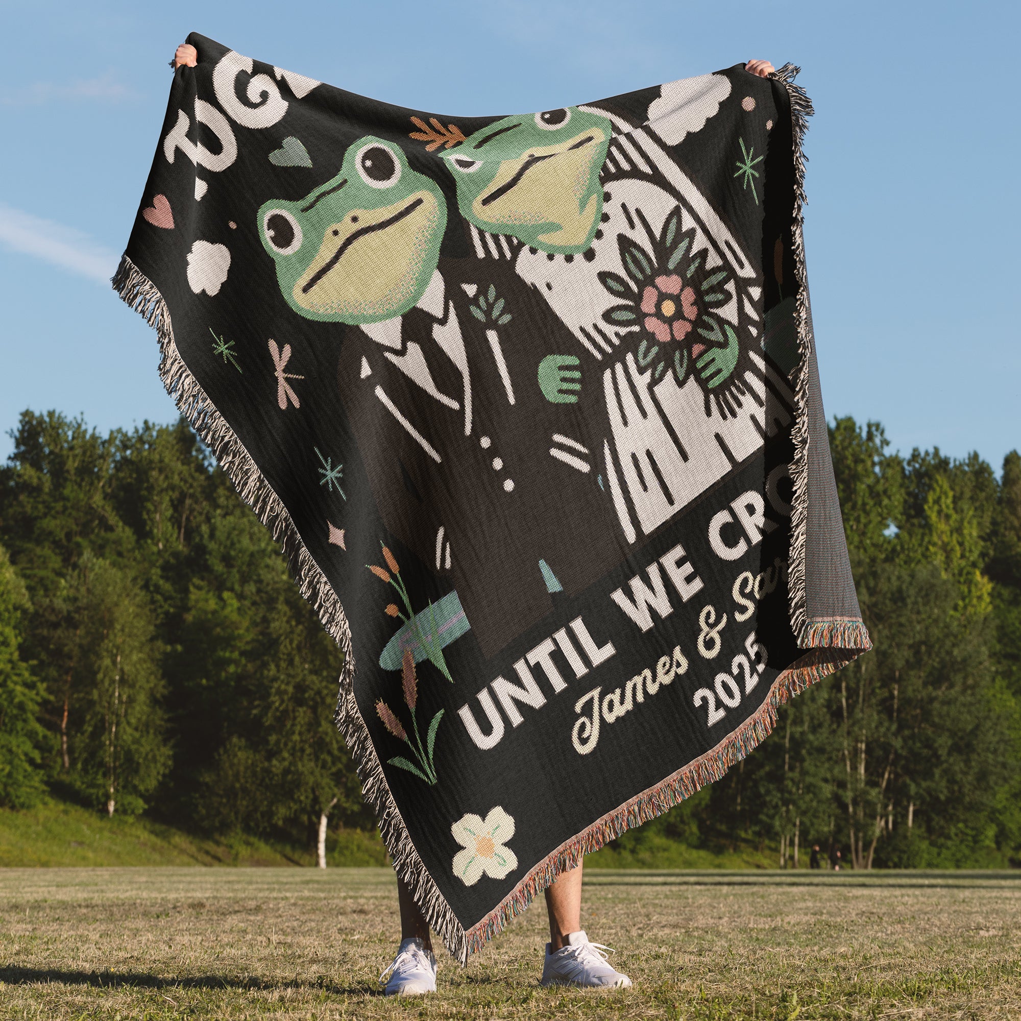 Personalized 'Together Until We Croak' Marriage Woven Blanket