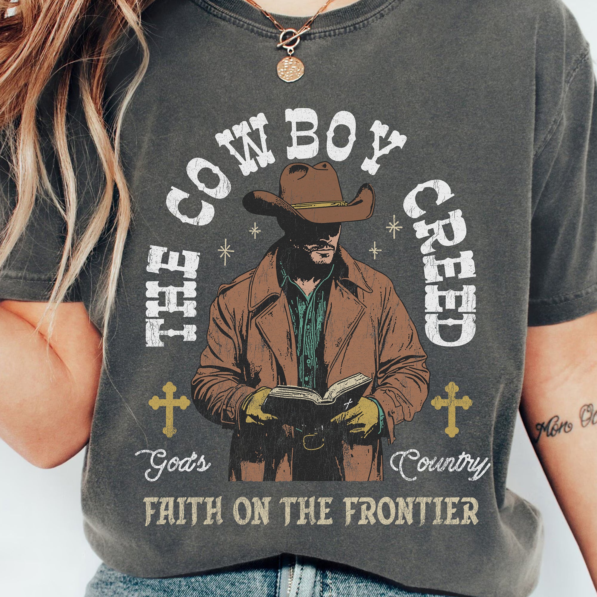 The Cowboy Creed Signature Tee (Dark Shirt)